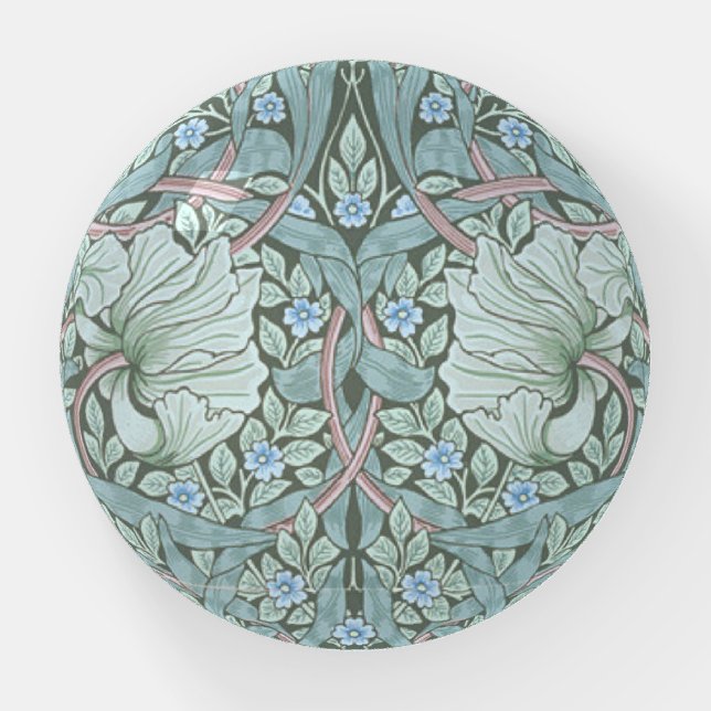 William Morris - Pimpernel- Blue & Green Flowers Paperweight (Front)