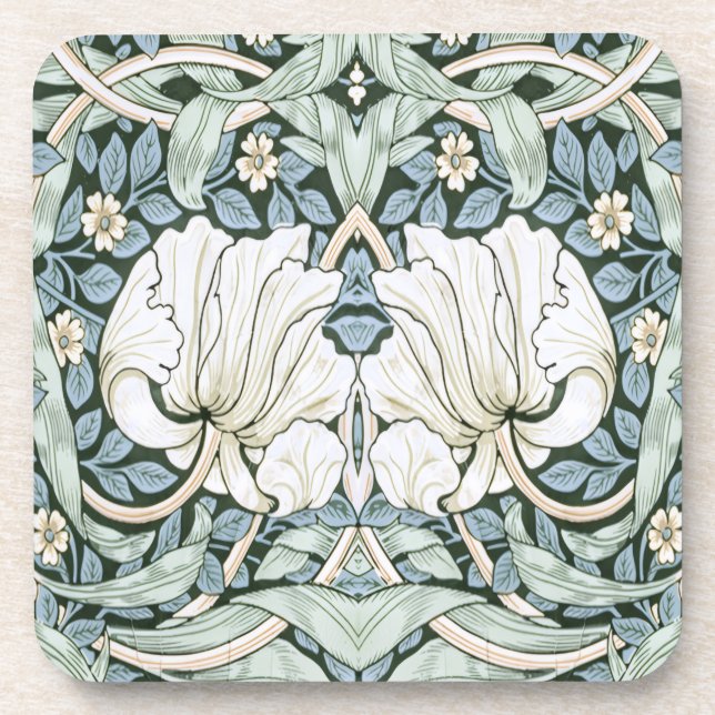 William Morris Pimpernel Blue Intricate Pattern  Beverage Coaster (Front)