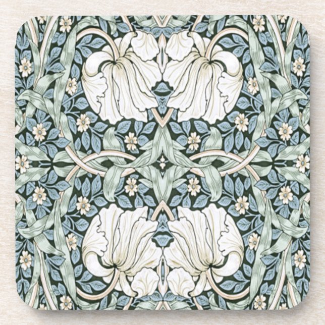 William Morris Pimpernel Blue Intricate Pattern  Beverage Coaster (Front)