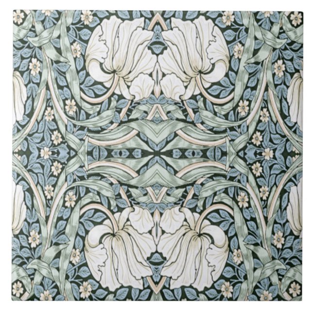 William Morris Pimpernel Blue Intricate Pattern  Ceramic Tile (Front)