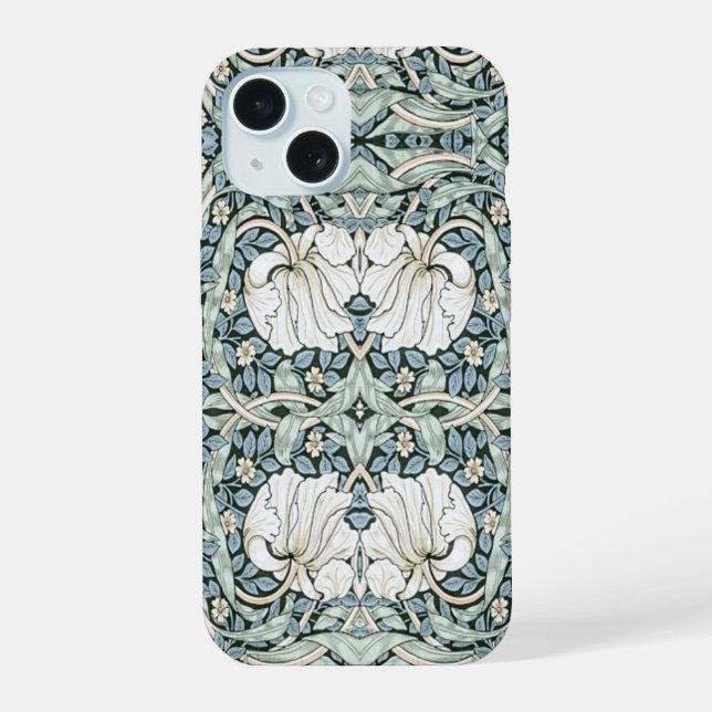 William Morris Pimpernel Blue Intricate Pattern  iPhone 15 Case (Back)