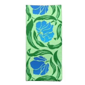 William Morris Pimpernel  Blue & Lime Green Cloth Napkin by Floridity at Zazzle