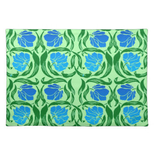 William Morris Pimpernel, Blue & Lime Green Cloth Placemat