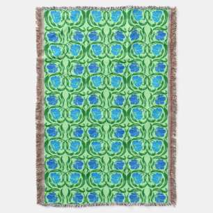 William Morris Pimpernel, Blue & Lime Green Throw Blanket