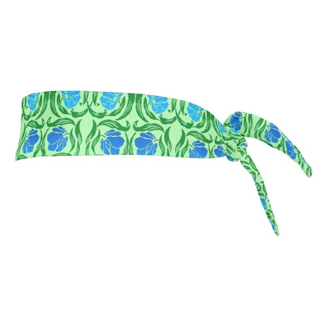 William Morris Pimpernel, Blue & Lime Green Tie Headband (Rotate 90)
