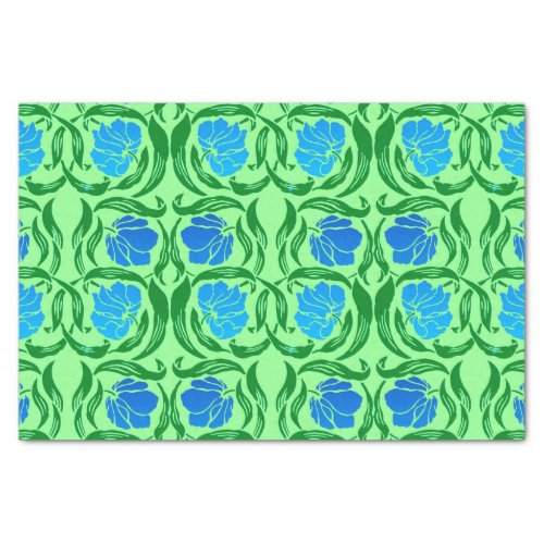 William Morris Pimpernel Blue  Lime Green Tissue Paper