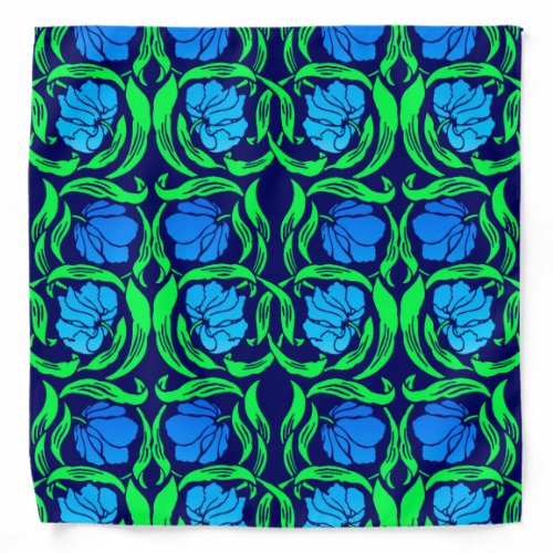 William Morris Pimpernel Cobalt Blue and Green Bandana