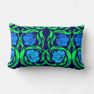 William Morris Pimpernel, Cobalt Blue and Green Lumbar Pillow