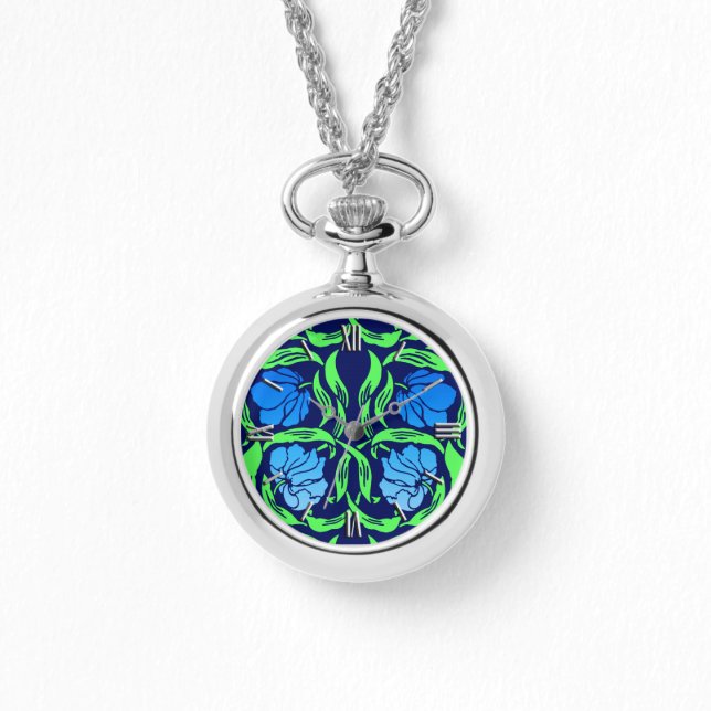 William Morris Pimpernel, Cobalt Blue and Green Watch (Front)