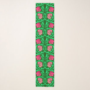 William Morris Pimpernel, Coral Pink and Green Scarf