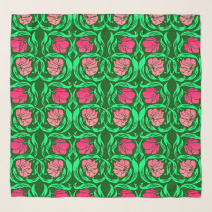 William Morris Pimpernel, Coral Pink and Green Scarf