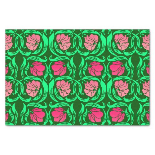 William Morris Pimpernel Coral Pink and Green Tissue Paper