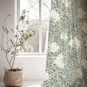 William Morris Pimpernel Cream Pale Green Floral Sheer Curtains