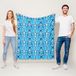 William Morris Pimpernel, Denim & Light Blue Fleece Blanket