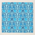 William Morris Pimpernel, Denim & Light Blue Scarf<br><div class="desc">Square scarf in a vintage William Morris textile pattern of stylized pimpernel flowers and leaves - flowers in a gradient of light to dark denim blue on a pastel sky blue background</div>
