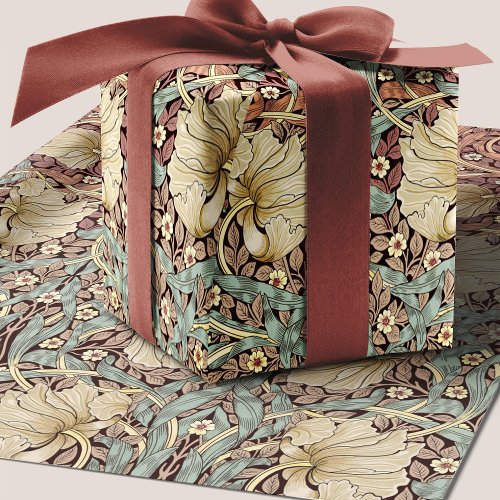 William Morris Pimpernel Dusty Rose Floral Pattern Wrapping Paper