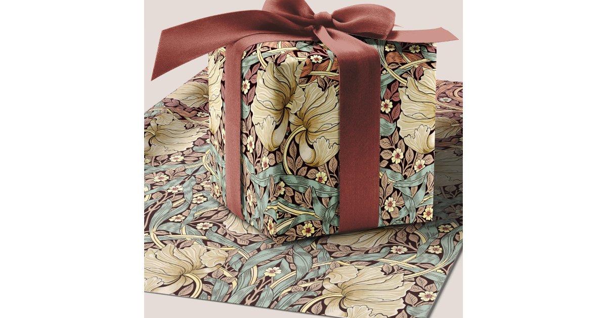 William Morris Pimpernel Dusty Rose Floral Pattern Wrapping Paper | Zazzle