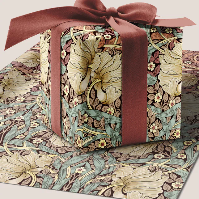 William Morris Pimpernel Dusty Rose Floral Pattern Wrapping Paper | Zazzle