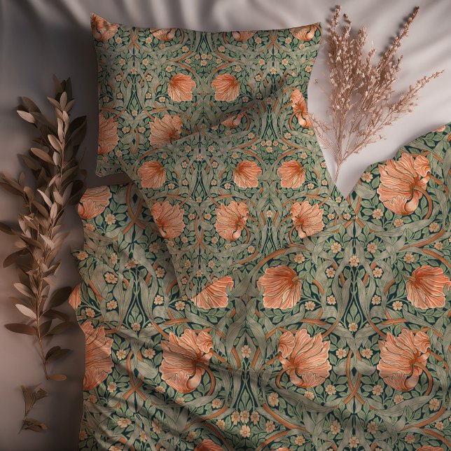 William Morris Pimpernel Dusty Rose & Sage Green Duvet Cover (Creator Uploaded)