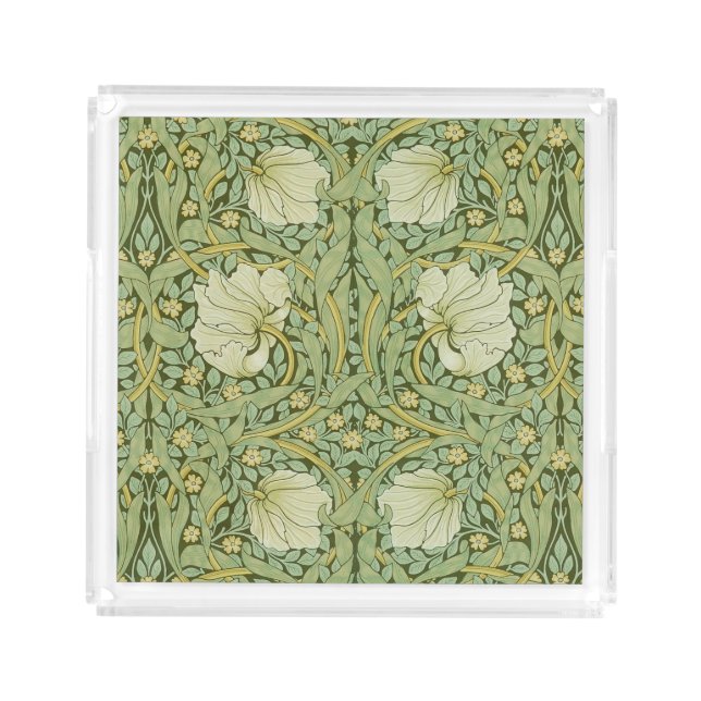 William Morris Pimpernel Floral Blue Wallpaper Acrylic Tray (Front)