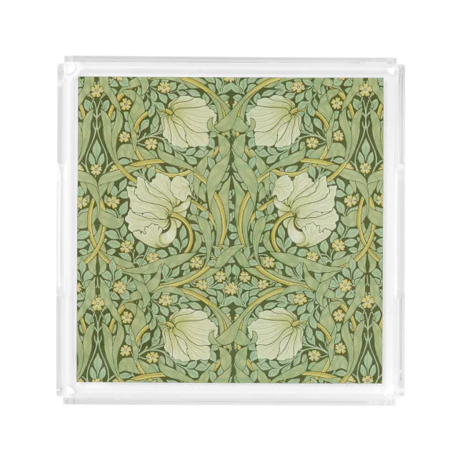 William Morris Pimpernel Floral Blue Wallpaper Acrylic Tray | Zazzle