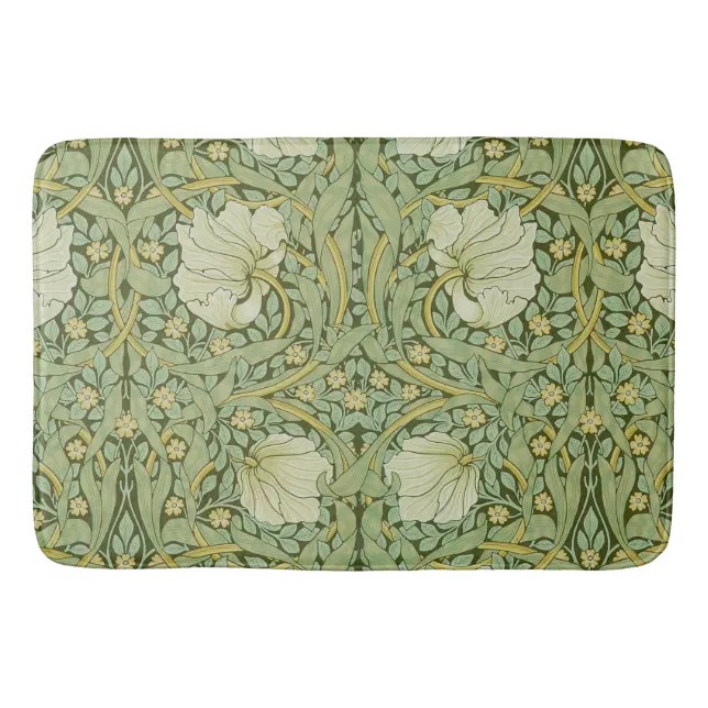 William Morris Pimpernel Floral Blue Wallpaper Bath Mat | Zazzle