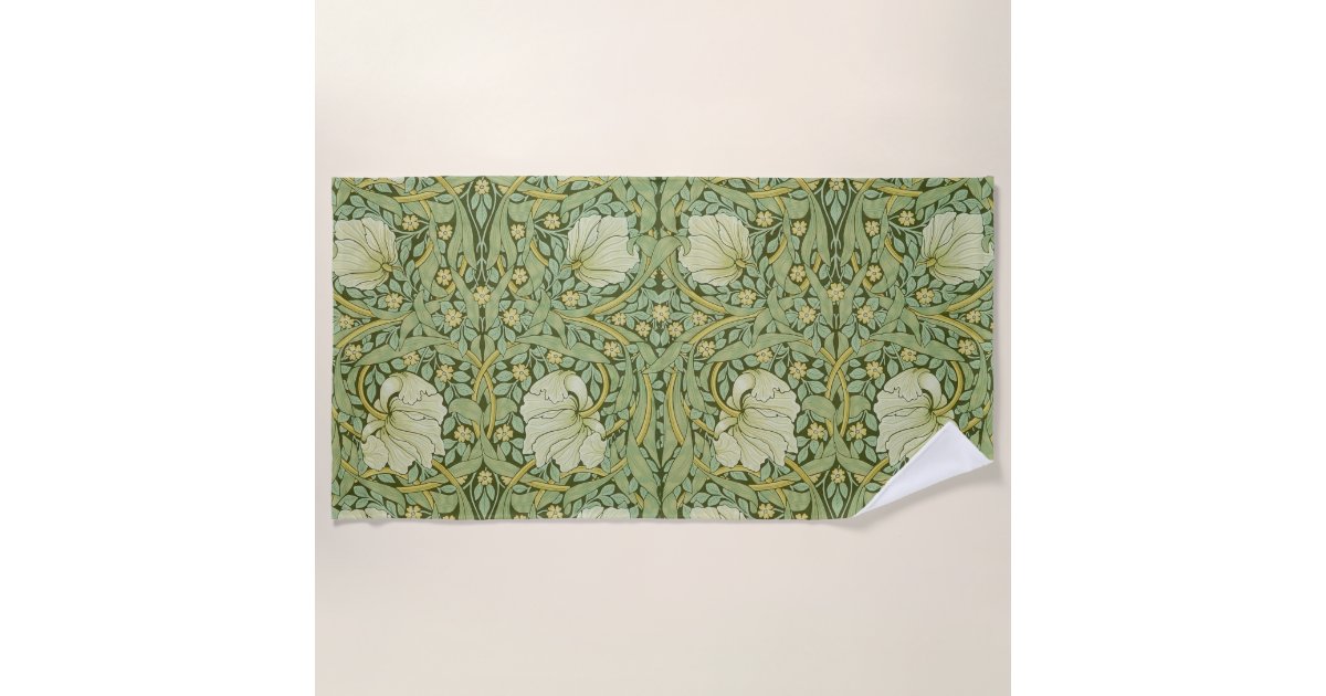 William Morris Pimpernel Floral Blue Wallpaper Beach Towel | Zazzle