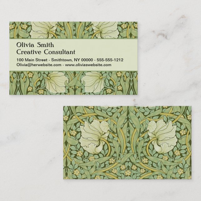 William Morris Pimpernel Floral Blue Wallpaper Business Card (Front/Back)