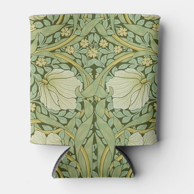 William Morris Pimpernel Floral Blue Wallpaper Can Cooler (Front)