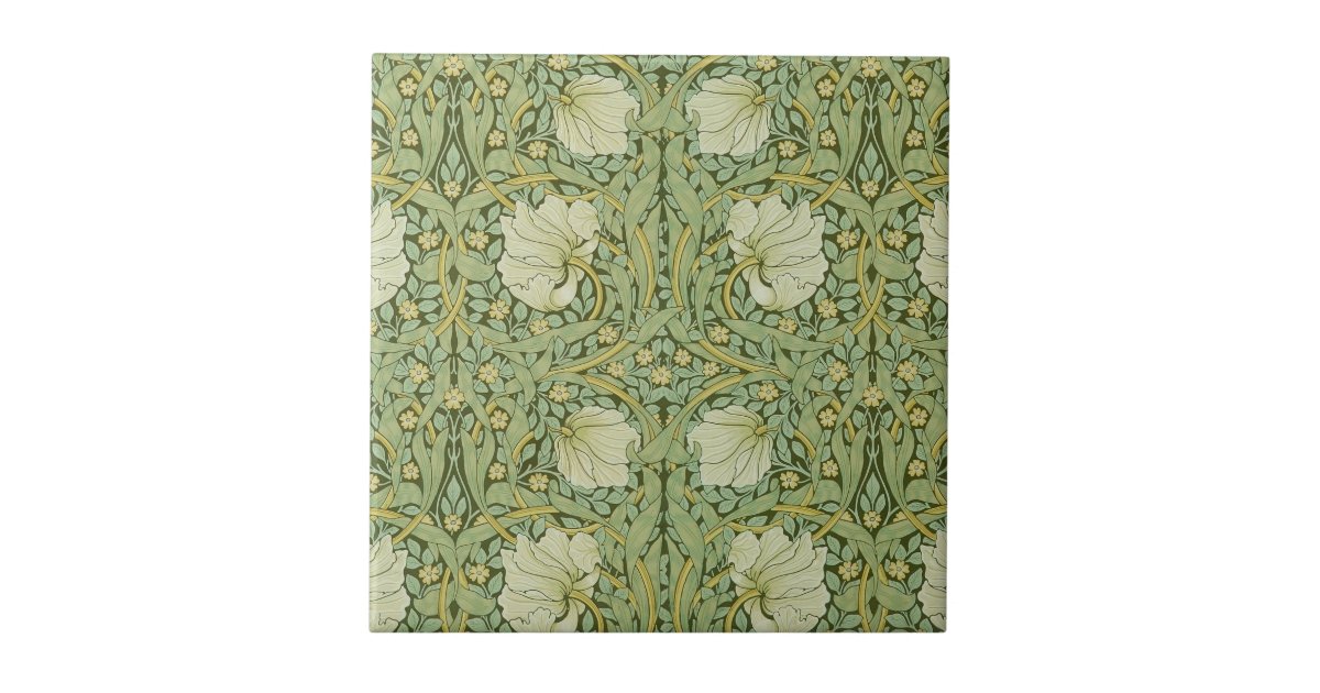 William Morris Pimpernel Floral Blue Wallpaper Ceramic Tile | Zazzle