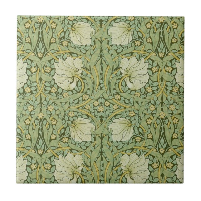 William Morris Pimpernel Floral Blue Wallpaper Ceramic Tile (Front)