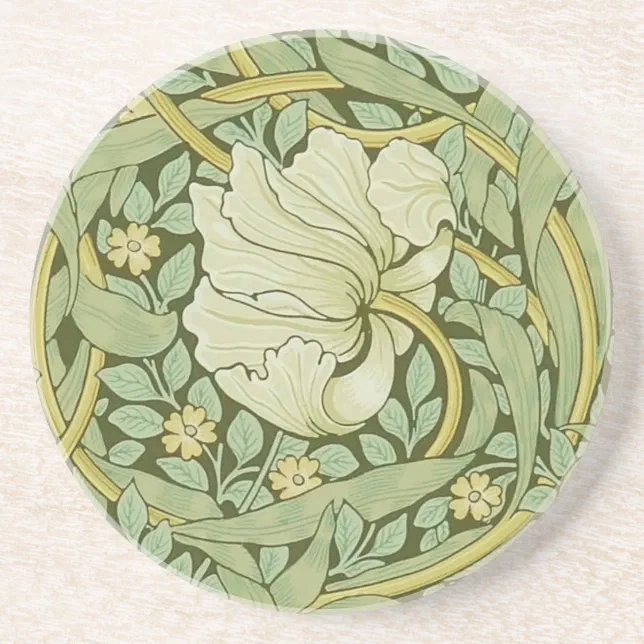William Morris Pimpernel Floral Blue Wallpaper Coaster | Zazzle