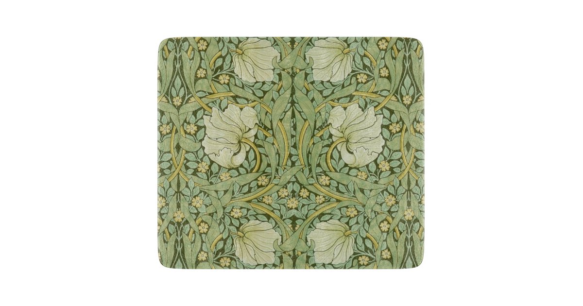 William Morris Pimpernel Floral Blue Wallpaper Cutting Board | Zazzle