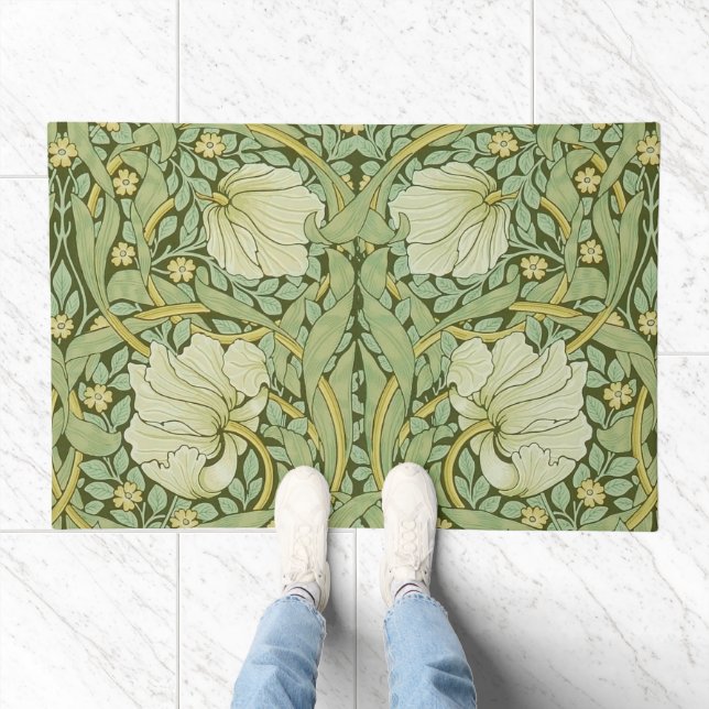 William Morris Pimpernel Floral Blue Wallpaper Doormat (Indoor)
