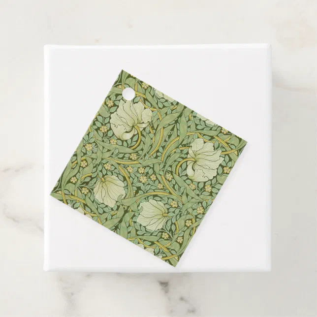 William Morris Pimpernel Floral Blue Wallpaper Favor Tags | Zazzle