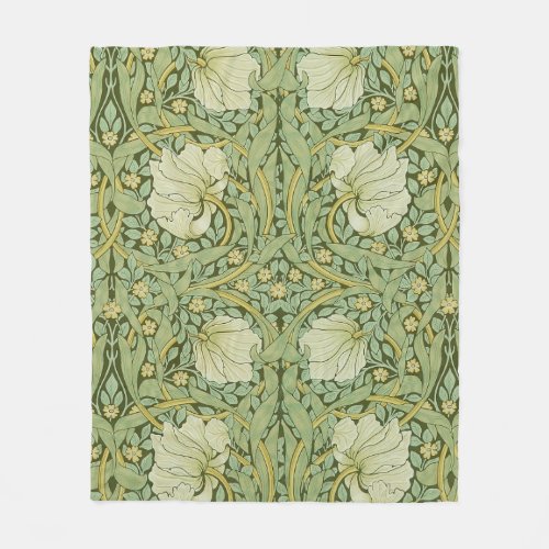William Morris Pimpernel Floral Blue Wallpaper Fleece Blanket