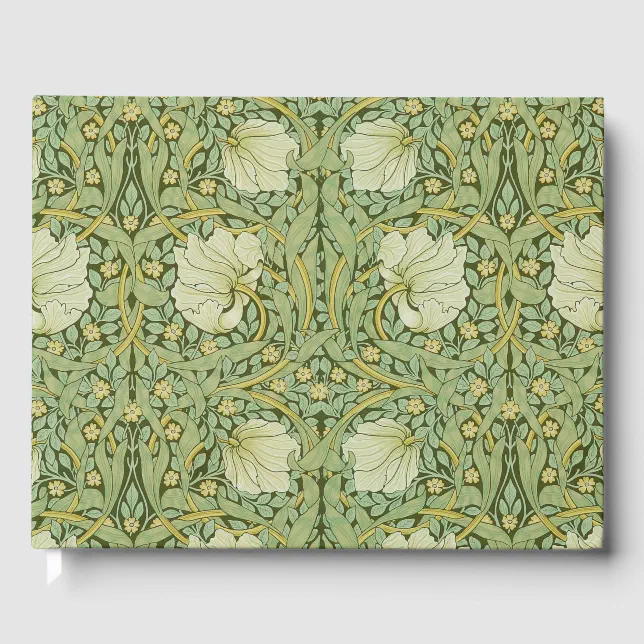 William Morris Pimpernel Floral Blue Wallpaper Guest Book | Zazzle