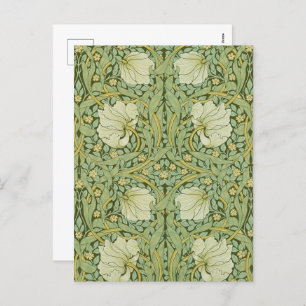 William Morris Pimpernel Floral Blue Wallpaper Holiday Postcard