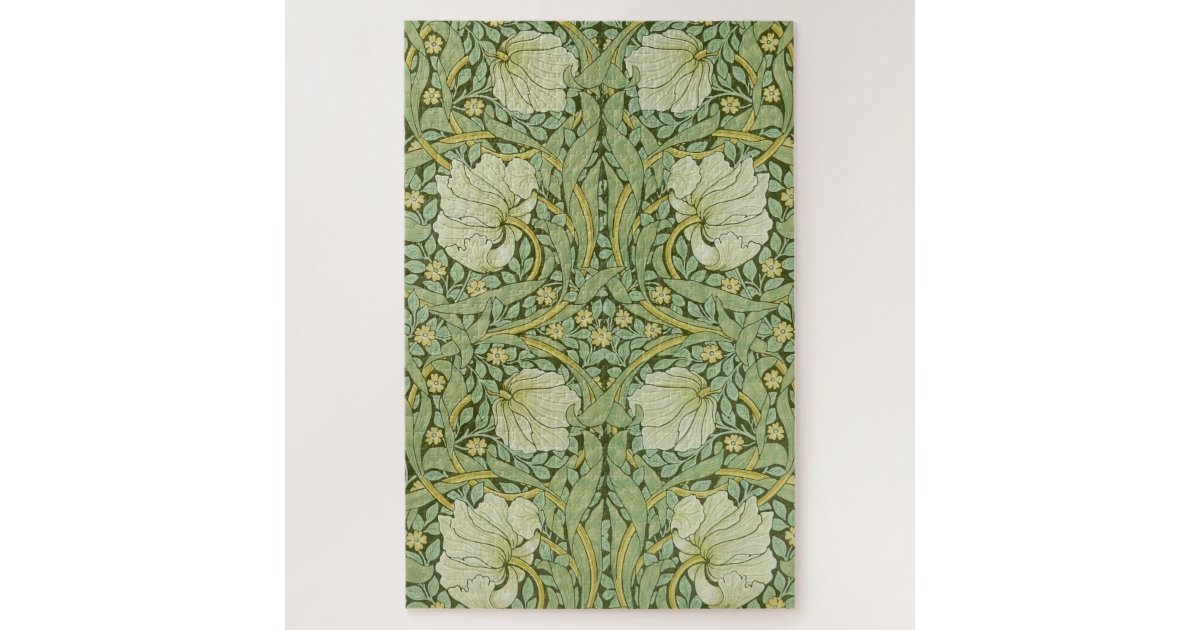 William Morris Pimpernel Floral Blue Wallpaper Jigsaw Puzzle | Zazzle