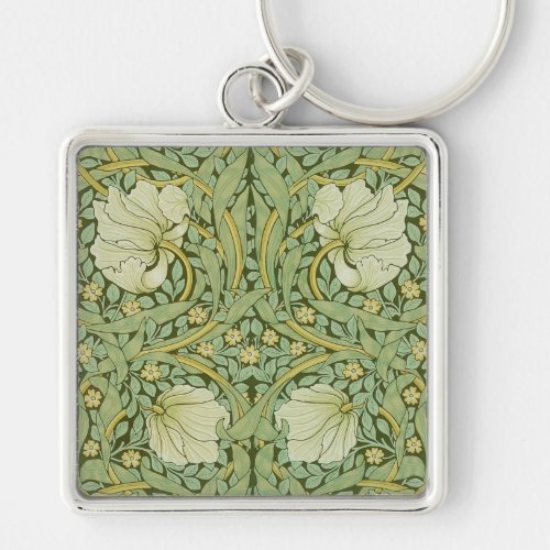 William Morris Pimpernel Floral Blue Wallpaper Keychain