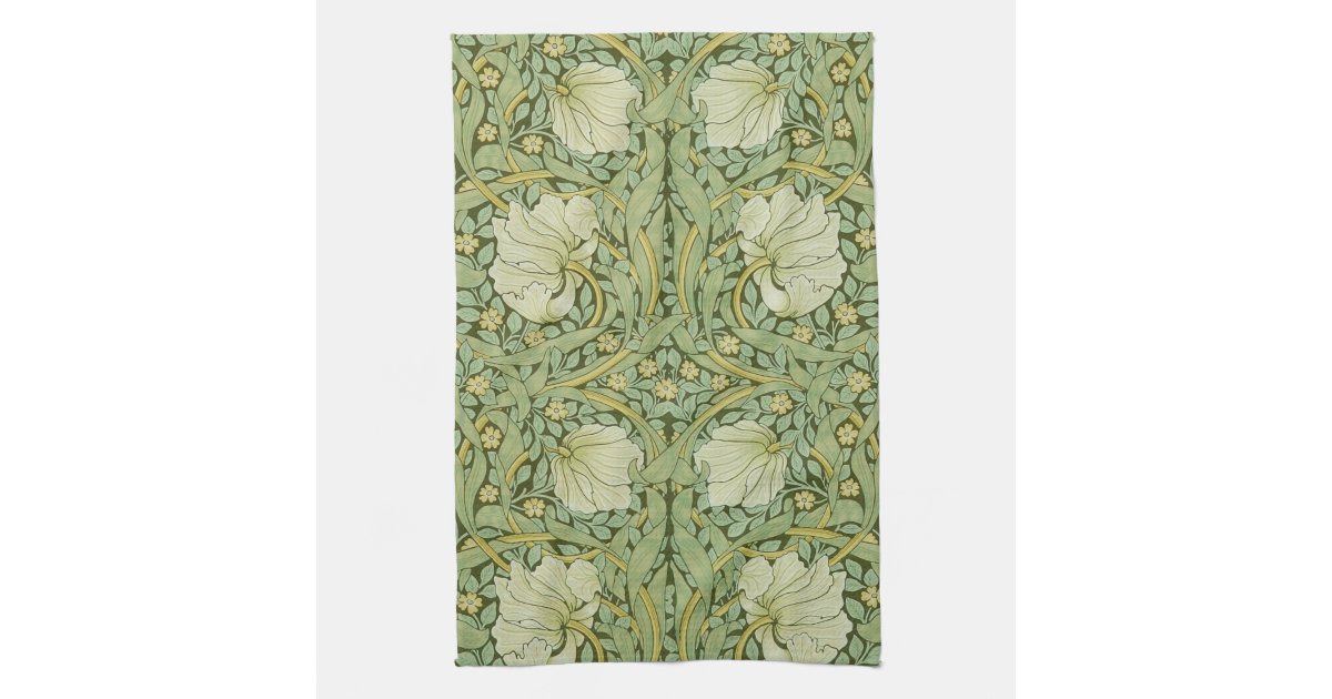 William Morris Pimpernel Floral Blue Wallpaper Kitchen Towel | Zazzle
