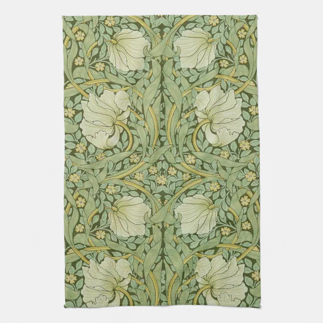 William Morris Pimpernel Floral Blue Wallpaper Kitchen Towel | Zazzle
