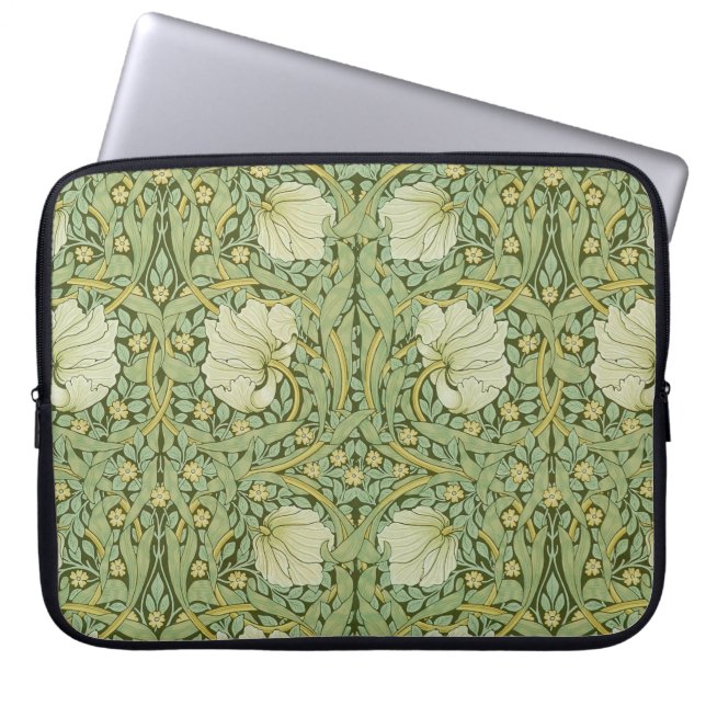 William Morris Pimpernel Floral Blue Wallpaper Laptop Sleeve (Front)