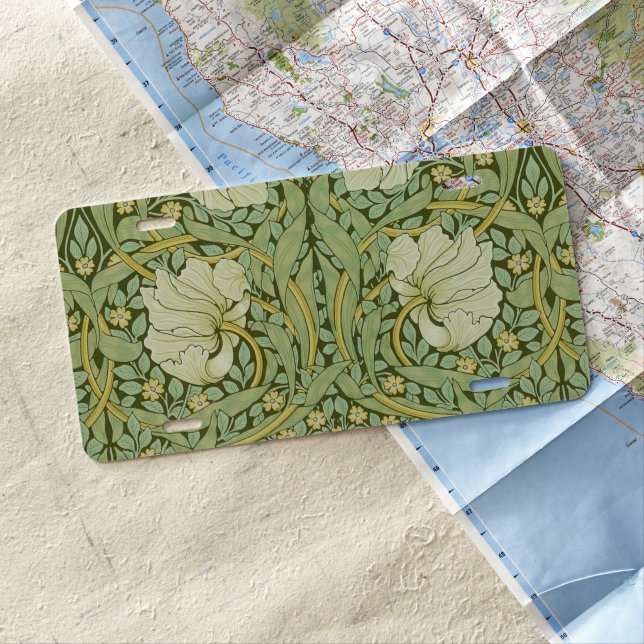 William Morris Pimpernel Floral Blue Wallpaper License Plate (In Situ)