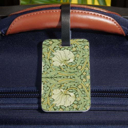 William Morris Pimpernel Floral Blue Wallpaper Luggage Tag