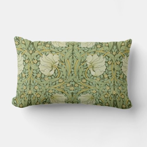 William Morris Pimpernel Floral Blue Wallpaper Lumbar Pillow