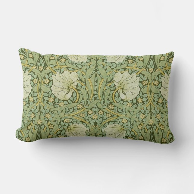 William Morris Pimpernel Floral Blue Wallpaper Lumbar Pillow (Front)