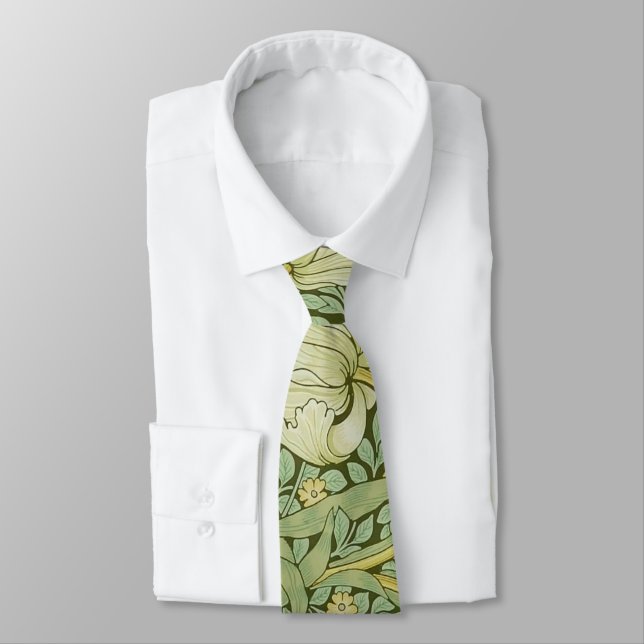 William Morris Pimpernel Floral Blue Wallpaper Neck Tie (Tied)