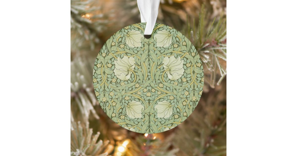 William Morris Pimpernel Floral Blue Wallpaper Ornament | Zazzle