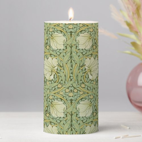 William Morris Pimpernel Floral Blue Wallpaper Pillar Candle